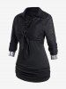 Plus Size Tie Knot Sequin Cropped Blouse and Ruched Camisole Set -  