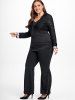 Plus Size Tie Knot Sequin Cropped Blouse and Ruched Camisole Set -  