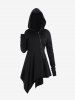 Manteau à Capuche avec Zip Oblique Asymétrique Grande Taille - Noir M | US 10