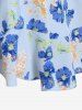 Plus Size Plunge Ruffle Floral Print Blouse -  