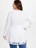 Plus Size Ruched Lace Panel Tunic T-shirt -  