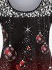 T-shirt à Imprimé 3D Boule de Noël en Couleur Ombrée de Grande Taille à Paillettes - Rouge foncé 2X | US 18-20