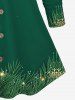 Plus Size Christmas Bell Print Button Up Shirt -  