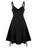Gothic Grommets Lace-up Colorblock Sleeveless Dress -  