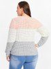 Plus Size Colorblock Chunky Sweater -  
