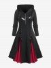 Robe à Capuche Mi-Longue Gothique à Demi-Zip à Lacets en Ligne A - Noir 2x | US 18-20