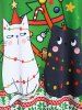 Plus Size Snowflake Cat Print Christmas T-shirt -  