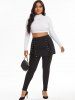 Plus Size Lace Up Skirted Pull On Pants -  