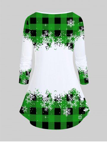 Plus Size Snowman Plaid Print Christmas Graphic T-shirt