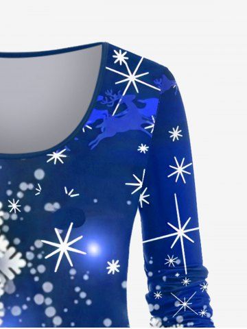 Plus Size Christmas Snowflake Snowman Print T-shirt