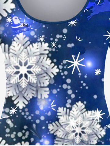 Plus Size Christmas Snowflake Snowman Print T-shirt
