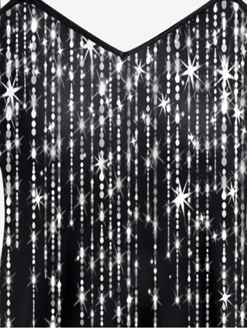 Plus Size Cold Shoulder Glitter Print T-shirt