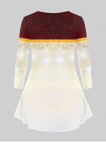 Plus Size Christmas Tree Bowknot Ball Print T-shirt