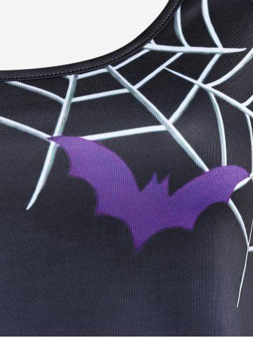 Halloween Bats Spider Web Printed Raglan Sleeves T-shirt