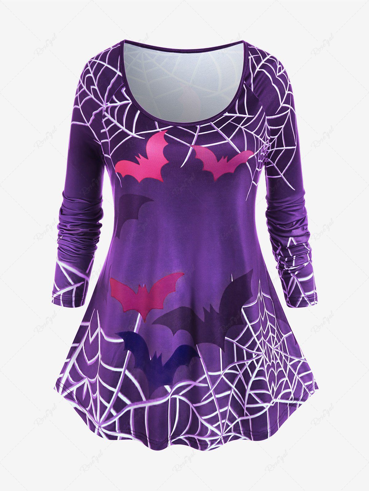 Trendy Halloween Bats Spider Web Printed Raglan Sleeves T-shirt  