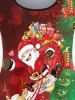 Christmas Elk Santa Claus Printed Tee and Ombre Leggings Plus Size Outfit -  