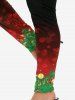 Christmas Elk Santa Claus Printed Tee and Ombre Leggings Plus Size Outfit -  