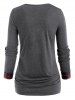 Plus Size Plaid Print Crossover Long Sleeve Faux Twinset T-shirt -  