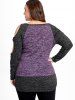 Plus Size Cutout Space Dye Raglan Sleeves O-rings Knitted Tunic Tee -  