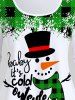 T-shirt de Noël Graphique Bonhomme de Neige à Carreaux de Grande Taille - Vert profond S | US 8