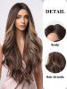 Brown Highlight Golden Long Fluffy Wavy Synthetic Wig -  