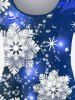 T-shirt de Noël à Imprimé Bonhomme de Neige et Flocon de Neige de Grande Taille - Bleu 1X | US 14-16