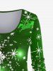 Plus Size Christmas Snowflake Snowman Print T-shirt -  