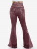 Pantalon Evasé Motif de 3D Jean Imprimé de Grande Taille à Lacets - Rouge foncé 3X | US 22-24