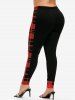 Plus Size Plaid Colorblock Skinny Leggings -  