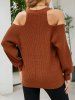 Plus Size V Neck Cold Shoulder Sweater -  