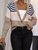 Colorblock Stripe Graphic Raglan Sleeve Cardigan -  