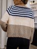 Colorblock Stripe Graphic Raglan Sleeve Cardigan -  