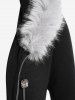 Manteau à Capuche Mouchoir Zippé en Avant Grande Taille en Fausse Fourrure - Noir 1x | US 14-16