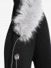 Manteau à Capuche Mouchoir Zippé en Avant Grande Taille en Fausse Fourrure - Noir 4x | US 26-28