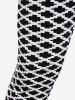 Pantalon Skinny Imprimé Géométrique Noir et Blanc Grande Taille avec Poches - Noir 2x | US 18-20