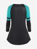 Ensemble de Legging et T-shirt à Imprimé Lettre et Cœur Dessin Animé à Manches Raglan - Vert 