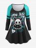 Ensemble de Legging et T-shirt à Imprimé Lettre et Cœur Dessin Animé à Manches Raglan - Vert 