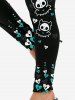 Ensemble de Legging et T-shirt à Imprimé Lettre et Cœur Dessin Animé à Manches Raglan - Vert 