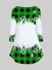 Snowman Plaid Print Graphic T-shirt and High Rise Leggings Christmas Plus Size Outfit -  