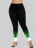 Snowman Plaid Print Graphic T-shirt and High Rise Leggings Christmas Plus Size Outfit -  