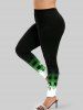 Snowman Plaid Print Graphic T-shirt and High Rise Leggings Christmas Plus Size Outfit -  