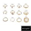 12 Pièces Bagues Motif Cœur et Couronne - d'or 