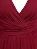 Robe Mi-Longue Superposée Croisée de Grande Taille à Volants - Rouge foncé 1X | US 14-16
