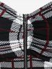 Plus Size Plaid Half Zipper Backless Vintage Sleeveless Dress -  