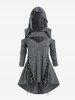 Gothic Cutout Lace-up Buckles Cold Shoulder High Low Hooded Tee -  