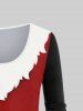 T-Shirt de Noël à Manches Longues à Imprimé 3D Grande-Taille - Rouge foncé 4X | US 26-28