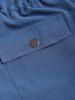Plus Size Hooded Drawstring Waisted Flap Pocket Solid Coat -  