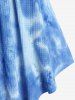 Plus Size Plunge Tie Dye Knitted T-shirt -  