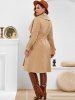 Plus Size Double Breasted Long Trench Coat -  