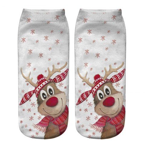 Christmas Elk 3D Digital Printing Ankle Socks
